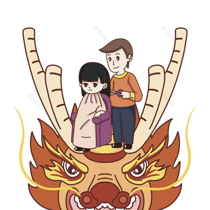 卡通图片,理发元素,PNG,免抠素材